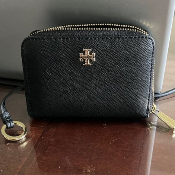 TORY BURCH Saffiano Card Keychain Zip Around Wallet - Picture 1 of 7